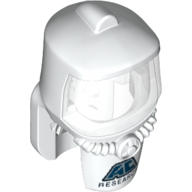 Visuel indicatif Rebrickable de Masque, costume de danger avec le bouclier de visage transparent-clair et le modèle imprimé de recherche d'ac (Mask, Hazard Suit with Trans-Clear Face Shield and AC Research Print)