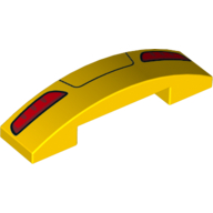 Brique courbée 4 x 1 double, sans tenons avec feu arrière motif imprimé (Brick Curved 4 x 1 Double, No Studs with Taillights Print)