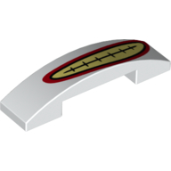 Visuel indicatif Rebrickable de Brique courbée 4 x 1 double, sans tenons avec sourire Joker avec lèvres rouges et dents jaunes motif imprimé (Brick Curved 4 x 1 Double, No Studs with Joker Smile with Red Lips and Yellow Teeth Print)