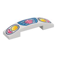 Visuel indicatif Rebrickable de Brique courbée 4 x 1 double, sans tenons avec gril de voiture, phares, motif imprimé de coquille de corail (Brick Curved 4 x 1 Double, No Studs with Car Grill, Headlights, Coral Shell Print)