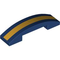 Visuel indicatif Rebrickable de Brique courbée 4 x 1 double, sans tenons avec motif imprimé à rayures dorées (Brick Curved 4 x 1 Double, No Studs with Gold Stripe Print)