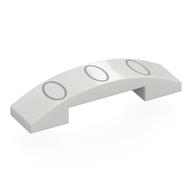 Visuel indicatif Rebrickable de Brique courbée 4 x 1 double, sans tenons avec motif imprimé ovale argenté (Brick Curved 4 x 1 Double, No Studs with Silver Ovals Print)