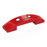 Visuel indicatif Rebrickable de Brique courbée 4 x 1 double, sans tenons aux yeux blancs, motif imprimé bouche crépitante noire (Brick Curved 4 x 1 Double, No Studs with White Eyes, Black Squiggly Mouth Print)
