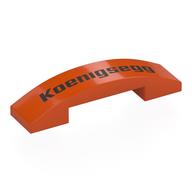 Visuel indicatif Rebrickable de Brique courbée 4 x 1 double, sans tenons avec motif imprimé Koenigsegg noir (Brick Curved 4 x 1 Double, No Studs with Black Koenigsegg Print)