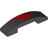 Visuel indicatif Rebrickable de Brique courbée 4 x 1 double, sans tenons avec motif imprimé Triangle rouge (Brick Curved 4 x 1 Double, No Studs with Red Triangle Print)