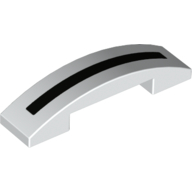Visuel indicatif Rebrickable de Brique courbée 4 x 1 double, sans tenons avec motif imprimé à rayures noires (Brick Curved 4 x 1 Double, No Studs with Black Stripe Print)