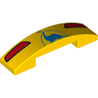 Brique courbée 4 x 1 double, aucun tenons avec motif imprimé de pare-chocs de dinosaure (Brick Curved 4 x 1 Double, No Studs with Dinosaur Taillights Bumper Print)