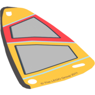Visuel indicatif Rebrickable de Voile, Planche à voile, 6 x 12 Triangle, avec motif imprimé Orange et Rouge (Sail, Windsurfer, 6 x 12 Triangle, with Orange and Red Print)