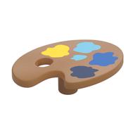 Visuel indicatif Rebrickable de Palette de peinture avec motif imprimé Taches de peinture jaune, azur, bleu, bleu foncé (Equipment Paint Palette with Yellow, Azure, Blue, Dark Blue Paint Spots Print)