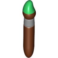 Visuel indicatif Rebrickable de Équipement pinceau avec anneau en argent et motif imprimé pointe verte (Equipment Paint Brush with Silver Ring and Green Tip Print)