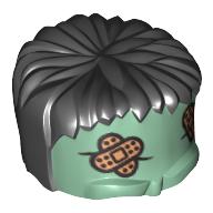 Tête haut, monstre frankenstein avec des cheveux noirs et des bandages motif imprimé (Head Top, Frankenstein Monster with Black Hair and Bandages Print)