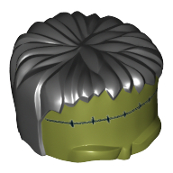 Haut, Frankenstein Monstre aux cheveux noirs et petits points motif imprimé (Head Top, Frankenstein Monster with Black Hair and Small Stitches Print)