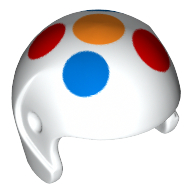 Casque, sport avec 5 grands pois multicolores motif imprimé (Helmet, Sports with 5 Large Multi-Color Polka Dots Print)
