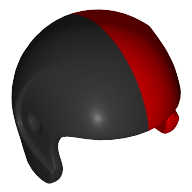Casque, sport avec côté gauche rouge et côté droit motif imprimé noir (Helmet, Sports with Left Side Red, and Right Side Black Print)