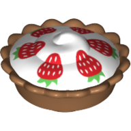Visuel indicatif Rebrickable de Tarte aux aliments avec remplissage de crème blanche et motif imprimé 6 fraises (Food Pie with White Cream Filling and 6 Strawberries Print)