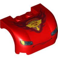 Corps du véhicule, arc de roue / garde-boue 3 x 4 x 1 2/3 avant incurvé avec phares, sourire mince et motif imprimé 'PISTON CUP' (Vehicle Body, Wheel Arch / Mudguard 3 x 4 x 1 2/3 Curved Front with Headlights, Thin Smile and 'PISTON CUP' Print)