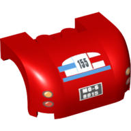 Visuel indicatif Rebrickable de Carrosserie, passage de roue / garde-boue courbe 3 x 4 x 1 2/3, arrière avec feux, numéro '155' et plaque 'MO-6 8015' (Vehicle Body, Wheel Arch / Mudguard 3 x 4 x 1 2/3 Curved with Back with Taillights, '155' and 'MO-6 8015' License Plate Print)