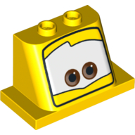 Pare-brise 2 x 3 x 2 avec 2 x 4 Base avec yeux bruns sur fond blanc, Fermer pupilles motif imprimé (Luigi) (Windscreen 2 x 3 x 2 with 2 x 4 Base with Brown Eyes on White Background, Close Pupils Print (Luigi))