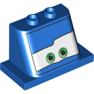 Visuel indicatif Rebrickable de Pare-brise 2 x 3 x 2 avec base 2 x 4 avec yeux verts sur fond blanc, sourcils bas imprimé (ivan mater) (Windscreen 2 x 3 x 2 with 2 x 4 Base with Green Eyes on White Background, Low Brows Print (Ivan Mater))