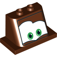 Pare-brise 2 x 3 x 2 avec 2 x 4 Base avec yeux verts sur fond blanc, motif imprimé arqué avant droit (Mater) (Windscreen 2 x 3 x 2 with 2 x 4 Base with Green Eyes on White Background, Right Brow Arched Print (Mater))