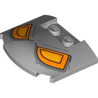 Visuel indicatif Rebrickable de Brique ronde 3 x 4 x 2/3 triple courbe avec 2 tenons enfoncés avec motif imprimé yeux de robot orange/jaune (Brick Round 3 x 4 x 2/3 Triple Curved with 2 Sunk Studs with Orange/Yellow Robot Eyes Print)