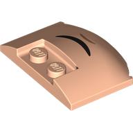 Visuel indicatif Rebrickable de Brique ronde 3 x 4 x 2/3 triple courbe avec 2 tenons enfoncés avec motif imprimé bouche noire (Brick Round 3 x 4 x 2/3 Triple Curved with 2 Sunk Studs with Black Mouth Print)
