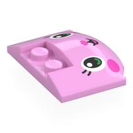 Visuel indicatif Rebrickable de Brique ronde 3 x 4 x 2/3 triple courbe avec 2 tenons enfoncés avec visage de chaton, nez rose foncé, joues motif imprimé (Brick Round 3 x 4 x 2/3 Triple Curved with 2 Sunk Studs with Kitty Face, Dark Pink Nose, Cheeks Print)