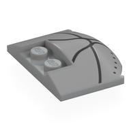 Visuel indicatif Rebrickable de Brique ronde 3 x 4 x 2/3 triple courbe avec 2 Coulé tenons avec lignes noires, motif imprimé par points (Brick Round 3 x 4 x 2/3 Triple Curved with 2 Sunk Studs with Black Lines, Dots Print)