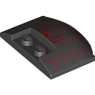 Visuel indicatif Rebrickable de Brique ronde 3 x 4 x 2/3 triple courbe avec motif imprimé araignée rouge et sangle (Brick Round 3 x 4 x 2/3 Triple Curved with Red Spider and Webbing Print)