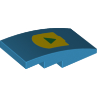 Visuel indicatif Rebrickable de Brique courbée 4 x 2 sans tenons avec jaune coup de pouce bouton de démarrage motif imprimé (Brick Curved 4 x 2 No Studs with Yellow Boost Start Button Print)