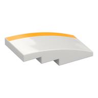 Visuel indicatif Rebrickable de Brique courbée 4 x 2 Non tenons avec motif imprimé à rayures jaunes (Brick Curved 4 x 2 No Studs with Yellow Stripe Print)