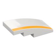 Visuel indicatif Rebrickable de Brique courbée 4 x 2 Non tenons avec motif imprimé à rayures jaunes (Brick Curved 4 x 2 No Studs with Yellow Stripe Print)