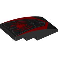 Visuel indicatif Rebrickable de Brique courbée 4 x 2 Non tenons avec toile d'araignée, motif imprimé rouge Spider-Man Logo (Brick Curved 4 x 2 No Studs with Spider Web, Red Spider-Man Logo Print)