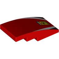 Visuel indicatif Rebrickable de Brique courbée 4 x 2 Non tenons avec Ferrari Logo, motif imprimé rayures blanches/noires (Brick Curved 4 x 2 No Studs with Ferrari Logo, White/Black Stripes Print)