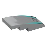 Visuel indicatif Rebrickable de Brique incurvée 4 x 2 sans tenons avec logo mercedes, motif imprimé turquoise foncé / rayures noires (Brick Curved 4 x 2 No Studs with Mercedes Logo, Dark Turquoise/Black Stripes Print)