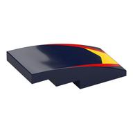 Visuel indicatif Rebrickable de Brique courbée 4 x 2 sans tenons avec des formes jaunes / rouges / noires (bulle rouge) motif imprimé (Brick Curved 4 x 2 No Studs with Yellow/Red/Black Shapes (Red Bull) Print)