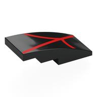 Visuel indicatif Rebrickable de Brique courbée 4 x 2 Non tenons avec motif imprimé de sangle rouge (Brick Curved 4 x 2 No Studs with Red Webbing Print)