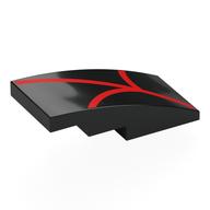 Visuel indicatif Rebrickable de Brique courbée 4 x 2 Non tenons avec motif imprimé de sangle rouge (Brick Curved 4 x 2 No Studs with Red Webbing Print)