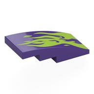 Visuel indicatif Rebrickable de Brique courbée 4 x 2 Non tenons avec motif imprimé Flammes de vert citron (Brick Curved 4 x 2 No Studs with Lime Flames Print)