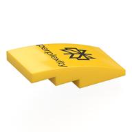 Visuel indicatif Rebrickable de Brique courbée 4 x 2 Non tenons avec logo noir, motif imprimé 'perplexity' (Brick Curved 4 x 2 No Studs with Black Logo, 'perplexity' Print)
