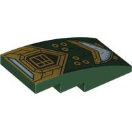 Visuel indicatif Rebrickable de Brique courbée 4 x 2 sans tenons avec motif imprimé armure or/blanc (Brick Curved 4 x 2 No Studs with Gold/White Armour Print)