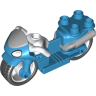 Visuel indicatif Rebrickable de Duplo Moto avec roues en caoutchouc, guidon blanc, pare-brise et phares motif imprimé (Duplo Motorcycle with Rubber Wheels, White Handlebars, Windscreen and Headlights Print)