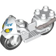 Visuel indicatif Rebrickable de Duplo Moto avec roues en caoutchouc et phares et motif imprimé bleu 'POLICE' (Duplo Motorcycle with Rubber Wheels and Headlights and Blue 'POLICE' Print)