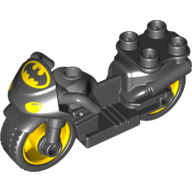 Visuel indicatif Rebrickable de Duplo moto avec roues en caoutchouc, pare-brise et Batman logo, phares motif imprimé (Duplo Motorcycle with Rubber Wheels, Windscreen and Batman Logo, Headlights Print)