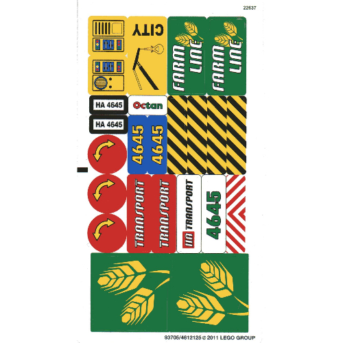 Visuel indicatif Rebrickable de Feuille d’autocollants pour le set 4645-1 (Sticker Sheet for Set 4645-1)