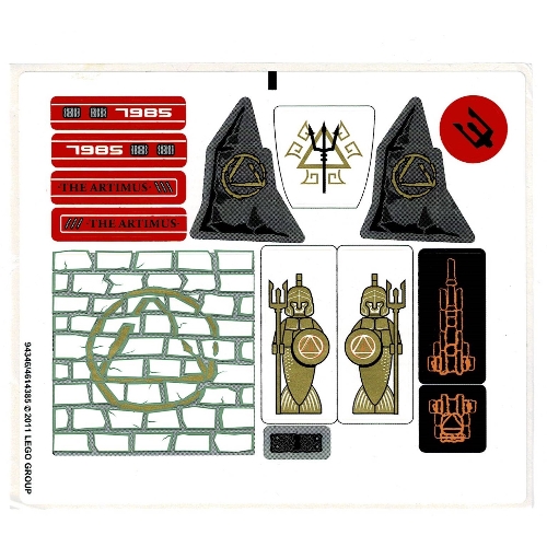 Visuel indicatif Rebrickable de Feuille d’autocollants pour le set 7985-1 (Sticker Sheet for Set 7985-1)