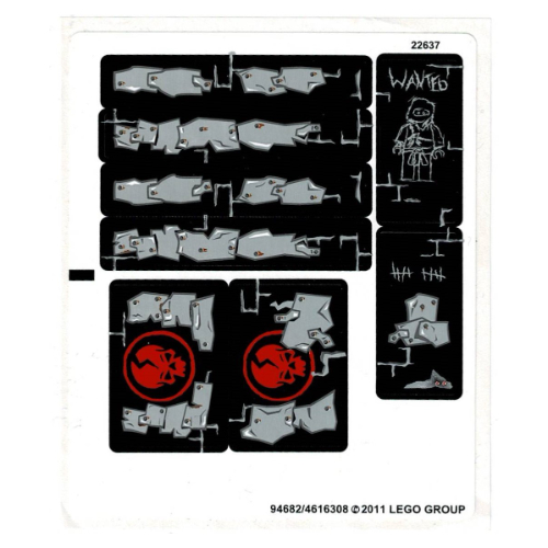 Visuel indicatif Rebrickable de Feuille d’autocollants pour le set 2505-1 (Sticker Sheet for Set 2505-1)