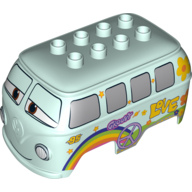 Visuel indicatif Rebrickable de Duplo carrosserie de voiture, vw camper, 8 tenons supérieurs, avec des voitures fillmore imprimé (Duplo Car Body, VW Camper, 8 Top Studs, with Cars Fillmore Print)