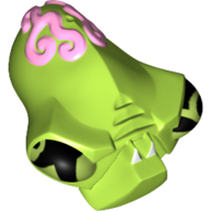 Tête de minifigurine Spécial, Alien avec 2 crocs et motif imprimé tissu cérébral (Minifig Head Special, Alien with 2 Fangs and Brain Tissue Print)