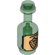 Visuel indicatif Rebrickable de Bouteille d'équipement avec des raisins noirs sur fond doré Étiquette motif imprimé (Equipment Bottle with Black Grapes on Gold Background Label Print)
